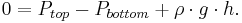 0 = P_{top} - P_{bottom} + \rho \cdot g \cdot h.