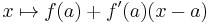 x \mapsto f(a) + f'(a)(x-a)