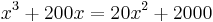 x^3+200x=20x^2+2000