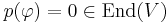 p(\varphi)=0\in\mbox{End}(V)