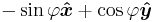 minus the sine of phi in the x-hat direction plus the cosine of phi in the y-hat direction