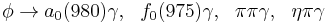  \phi \to a_0(980) \gamma, ~~ f_0(975) \gamma, ~~ \pi \pi \gamma, ~~ \eta \pi \gamma