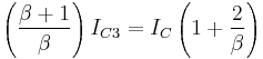 \left(\frac{\beta %2B 1}{\beta}\right)I_{C3} = I_C\left(1 %2B \frac{2}{\beta}\right)