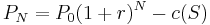 P_N = P_0(1%2Br)^N - c (S)