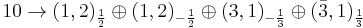 10\rightarrow (1,2)_{1\over 2}\oplus (1,2)_{-{1\over 2}}\oplus (3,1)_{-{1\over 3}}\oplus (\bar{3},1)_{1\over 3}