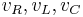 \textstyle v_R, v_L, v_C