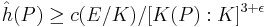 \hat h(P)\ge c(E/K)/[K(P):K]^{3%2B\epsilon}