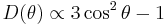 D(\theta) \propto 3\cos^2\theta - 1