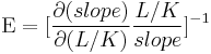 \ \Epsilon=[\frac {\partial(slope)} {\partial(L/K)} \frac {L/K} {slope}]^{-1}