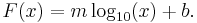  F(x) = m \log_{10}(x) %2B b. \, 