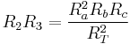 R_2R_3 = \frac{R_a^2R_bR_c}{R_T^2}