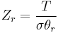 Z_r = \frac{T}{\sigma\theta_r}