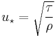 u_{\star}=\sqrt{\frac{\tau}{\rho}}