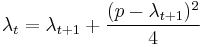 \lambda_t = \lambda_{t%2B1} %2B \frac{(p-\lambda_{t%2B1})^2}{4}