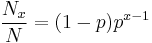 \frac{N_x}{N}=(1-p)p^{x-1}  \,