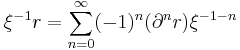 \xi^{-1} r = \sum_{n=0}^\infty (-1)^n (\partial^n r) \xi^{-1-n}