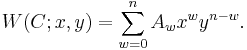  W(C;x,y) = \sum_{w=0}^n A_w x^w y^{n-w}.