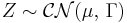 Z \sim \mathcal{CN}(\mu,\,\Gamma)