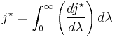  j^{\star} = \int_{0}^{\infty} \left( {dj^{\star}\over d\lambda} \right) d\lambda 