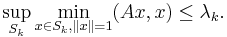 \sup_{S_k} \min_{x \in S_k, \|x\| = 1}(Ax,x) \le \lambda_k.