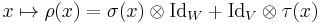 x \mapsto \rho (x) = \sigma(x) \otimes \mbox{Id}_W %2B \mbox{Id}_V \otimes \tau(x)