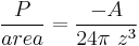 \frac{P}{area} = \frac{-A}{24 \pi\ z^3}