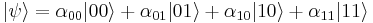 |\psi\rangle =  \alpha_{00}|00\rangle %2B \alpha_{01}|01\rangle %2B \alpha_{10}|10\rangle %2B \alpha_{11}|11\rangle