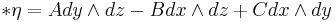 \ast\eta=Ady\wedge dz-Bdx\wedge dz%2BCdx\wedge dy