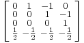 \left [\begin{smallmatrix}
0&1&-1&0 \\
0&0&1&-1 \\
0&0&0&1 \\
\frac{1}{2}&-\frac{1}{2}&-\frac{1}{2}&-\frac{1}{2}\\
\end{smallmatrix}\right ]