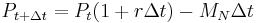 P_{t%2B\Delta t}=P_t(1%2Br\Delta t)-M_N\Delta t\; 