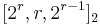 [2^r, r, 2^{r-1}]_2 