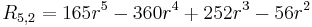 R_{5,2} = 165 r^5-360 r^4%2B252 r^3-56 r^2