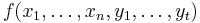 f(x_1,\dots,x_n,y_1,\dots,y_t)