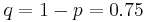 q = 1 - p = 0.75