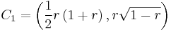 C_1=\left(\frac{1}{2}r\left(1%2Br\right),r\sqrt{1-r}\right)