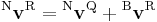  {}^\mathrm{N}\mathbf{v}^\mathrm{R} = {}^\mathrm{N}\mathbf{v}^\mathrm{Q} %2B {}^\mathrm{B}\mathbf{v}^\mathrm{R} 