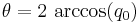 \theta = 2\,\arccos(q_0)\,