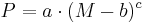 P = a \cdot (M - b)^c