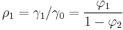 \rho_1 = \gamma_1 / \gamma_0 = \frac{\varphi_1}{1-\varphi_2}