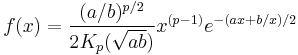 f(x) = \frac{(a/b)^{p/2}}{2 K_p(\sqrt{ab})} x^{(p-1)} e^{-(ax %2B b/x)/2}