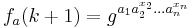 f_{a}(k%2B1) = g^{a_{1}a_{2}^{x_{2}} \dots a_{n}^{x_{n}}}