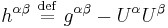 h^{\alpha\beta}\ \stackrel{\mathrm{def}}{=}\ g^{\alpha\beta}-U^\alpha U^\beta\;