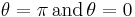 \theta = \pi \, \text{and} \, \theta = 0