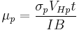 \mu_p = \frac{\sigma_p V_{Hp}t}{IB}