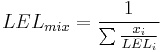 LEL_{mix}=\frac{1}{\sum \frac{x_{i}}{LEL_{i}}}