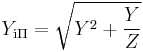 Y_\mathrm {i \Pi} = \sqrt {Y^2 %2B \frac{Y}{Z}}