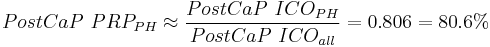  PostCaP~PRP_{PH} \approx \frac {PostCaP~ICO_{PH}}{ PostCaP~ICO_{all}} = 0.806 = 80.6%