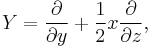 Y=\frac{\partial}{\partial y} %2B \frac{1}{2} x\frac{\partial}{\partial z},