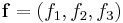 \mathbf{f}=({{f}_{1}},{{f}_{2}},{{f}_{3}})