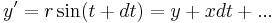 \,y' = r \sin(t %2B dt) = y %2B x dt %2B ...